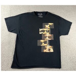 H.E.R. Graphic T-Shirt 2X Black Having Everything Revealed Bleach‎ Distressed
